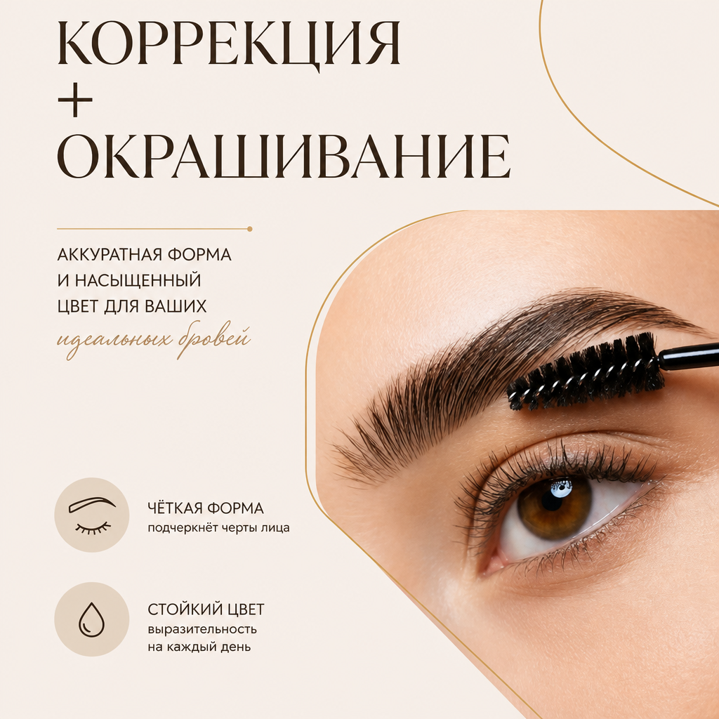 Окрашивание + коррекция: чёткая форма и стойкий цвет